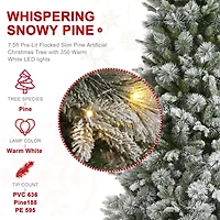 Glitzhome® 7.5ft Pre-Lit Flocked Slim Pine Artificial Christmas Tree, Warm White LED Lights
