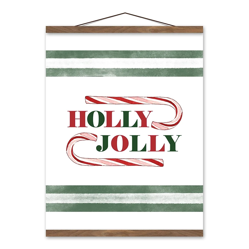 Holly Jolly Candy 16x20 Teak Hanging Canvas