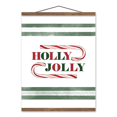 Holly Jolly Candy 16x20 Teak Hanging Canvas