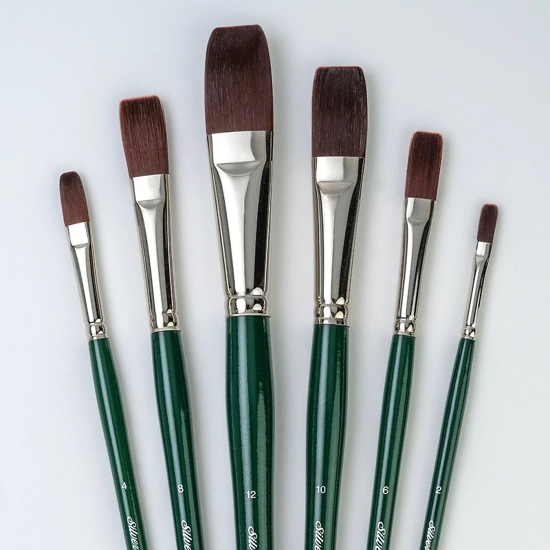 Silver Brush Limited Ruby Satin® 6 Piece Long Flats Brush Set