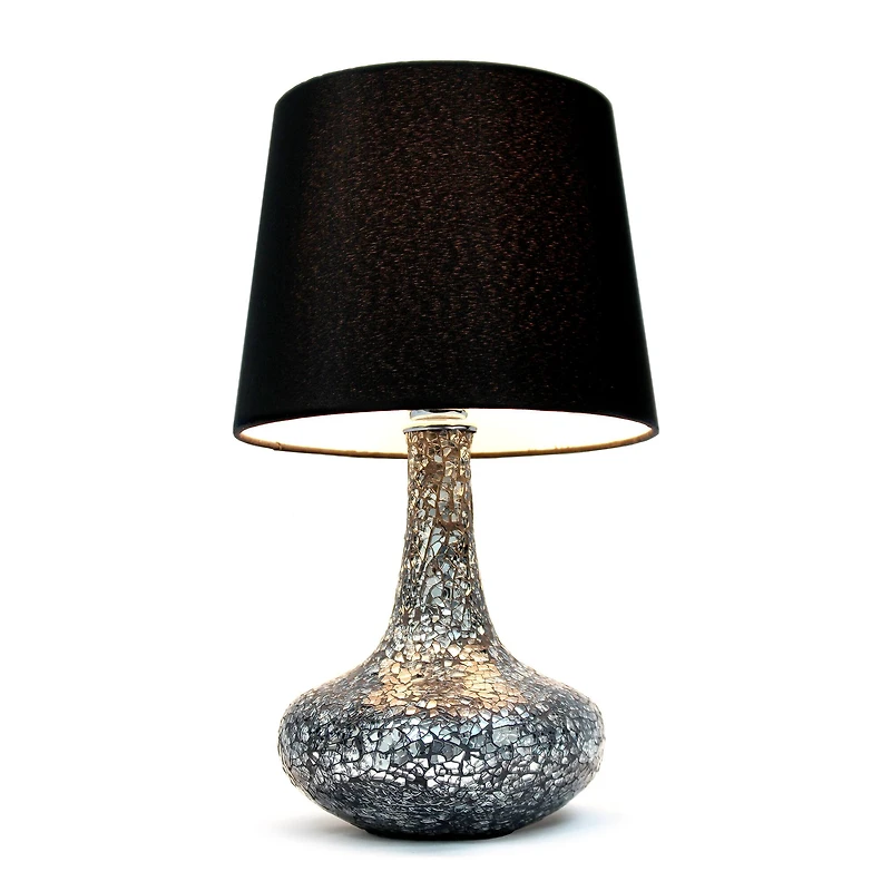 Simple Designs 14" Mosaic Glass Genie Table Lamp with Fabric Shade