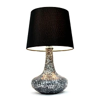 Simple Designs 14" Mosaic Glass Genie Table Lamp with Fabric Shade