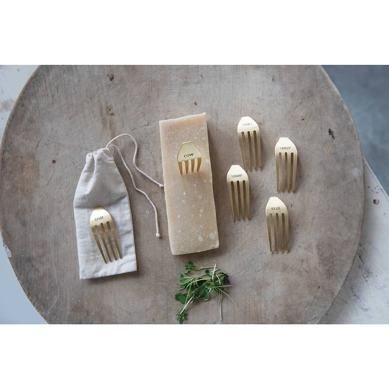 Hello Honey® Gold Metal Fork Cheese Markers, 6ct.