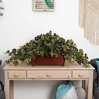 18" Grape Leaf in Rectangular Decorative Planter