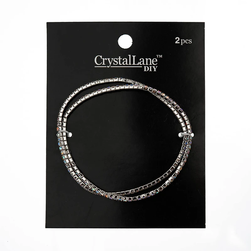Crystal Lane DIY Silver & AB Crystal Rhinestones Bracelets, 2ct.