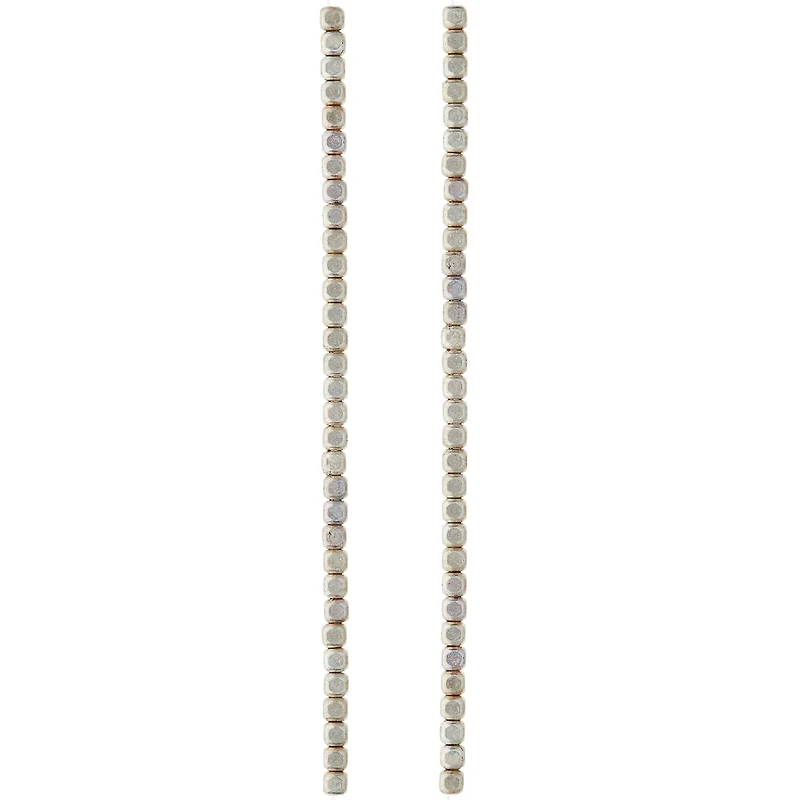 12 Pack:  Silver Metal Small Cube Beads, 4mm by Bead Landing™