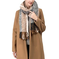 Glitzhome® 70" Tan, White & Gray Scarf with Tassels