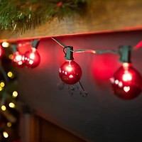 10-Count Red G50 Globe Christmas Patio Lights- 9ft  Green Wire