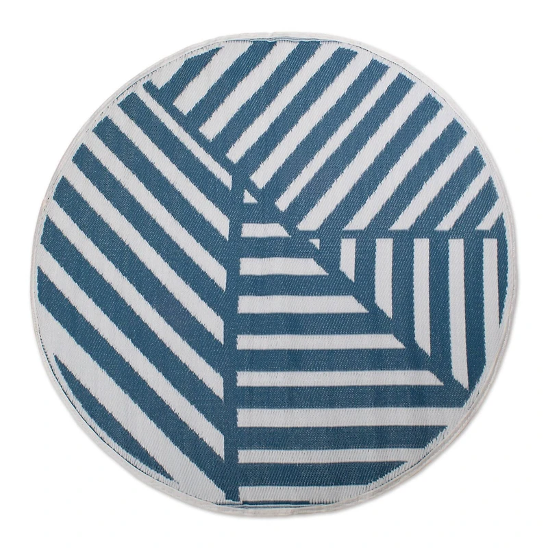 DII® Round Blue Geometric Outdoor Rug, 5ft.
