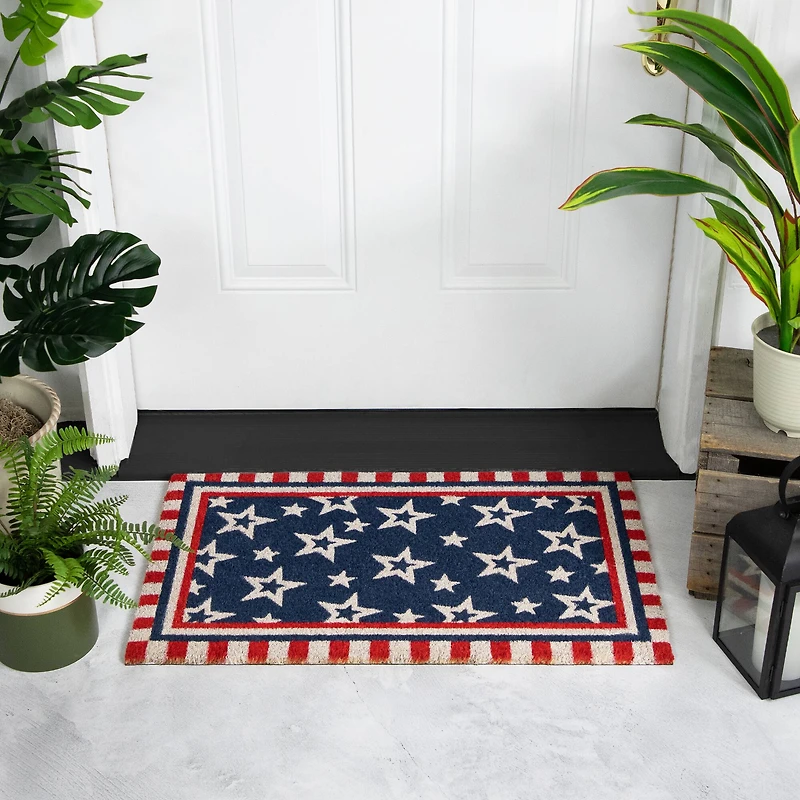 Blue & Red Patriotic Stars & Stripes Border Doormat
