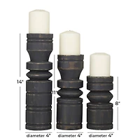 Black Traditional Candle Holder Set