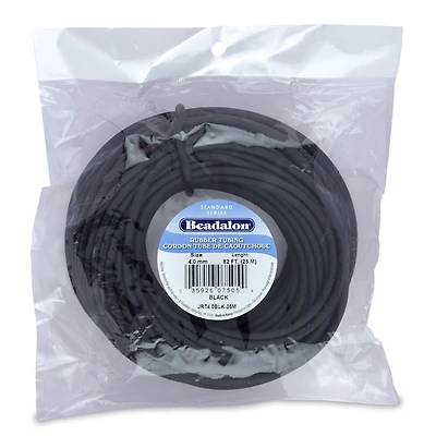 Beadalon® 4mm Black Rubber Tubing, 25m
