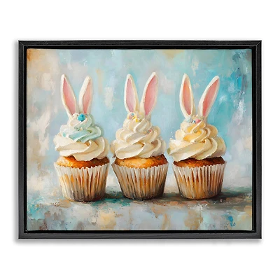 Stupell Industries Festive Bunny Ear Cupcakes Floating Frame Wall Art