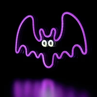 15" Purple LED Neon Style Purple Bat Halloween Window Silhouette
