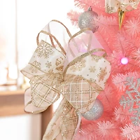 Glitzhome® 32" Elegant Snowflake Ribbon Christmas Bows, 9ct.