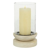 10" Cream Wood Traditional Candle Holder