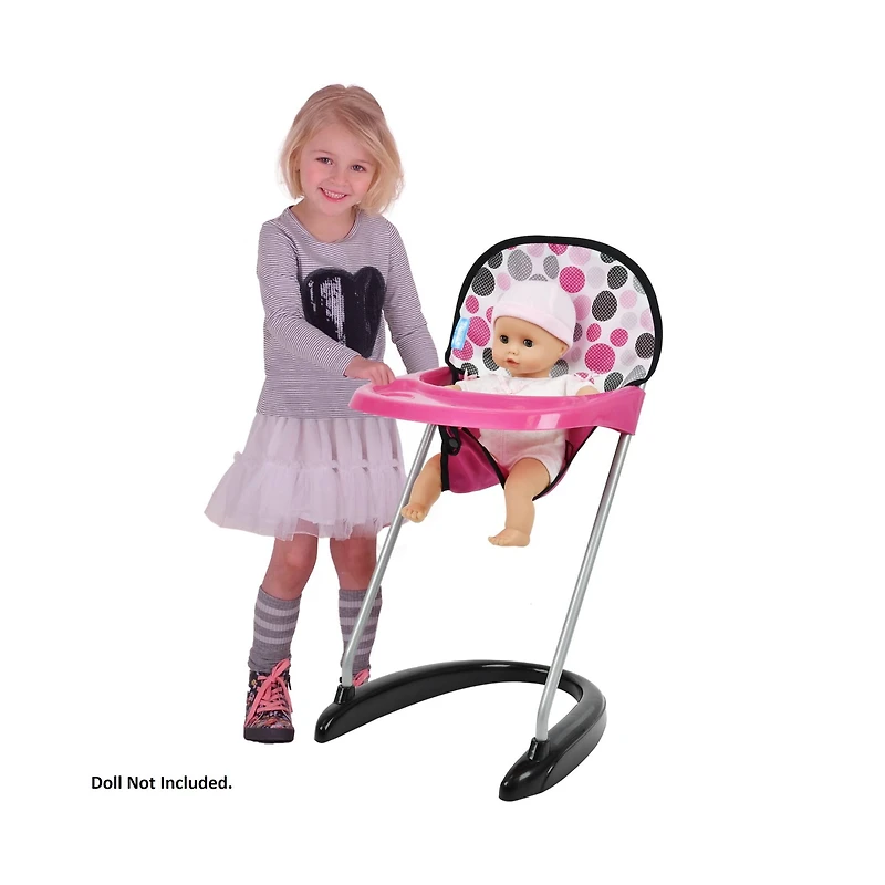 Hauck Pink Dot Doll High Chair With Front Tray & Safety Harness