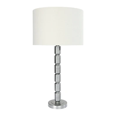 Hello Honey® 28.7" Faceted Aged Pewter Metal Column Table Lamp