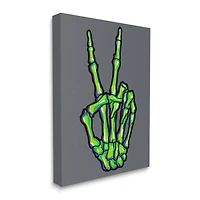 Stupell Industries Green Skeleton Peace Hand Canvas Wall Art