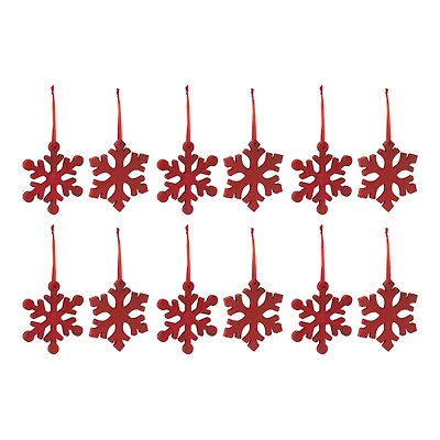 7.75" Red Fir Wood Snowflake Ornament Set