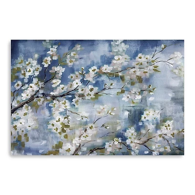 Cherry Blossoms Branch Blue And White Landscape Canvas Giclee