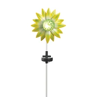 21.5" Green and Yellow Flower Solar Stake