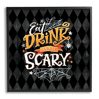 Stupell Industries Eat Drink Be Scary Halloween Pattern Framed Giclee Art