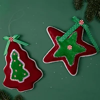 Plush Peppermint Star Christmas Ornament - 8" - Red and Green