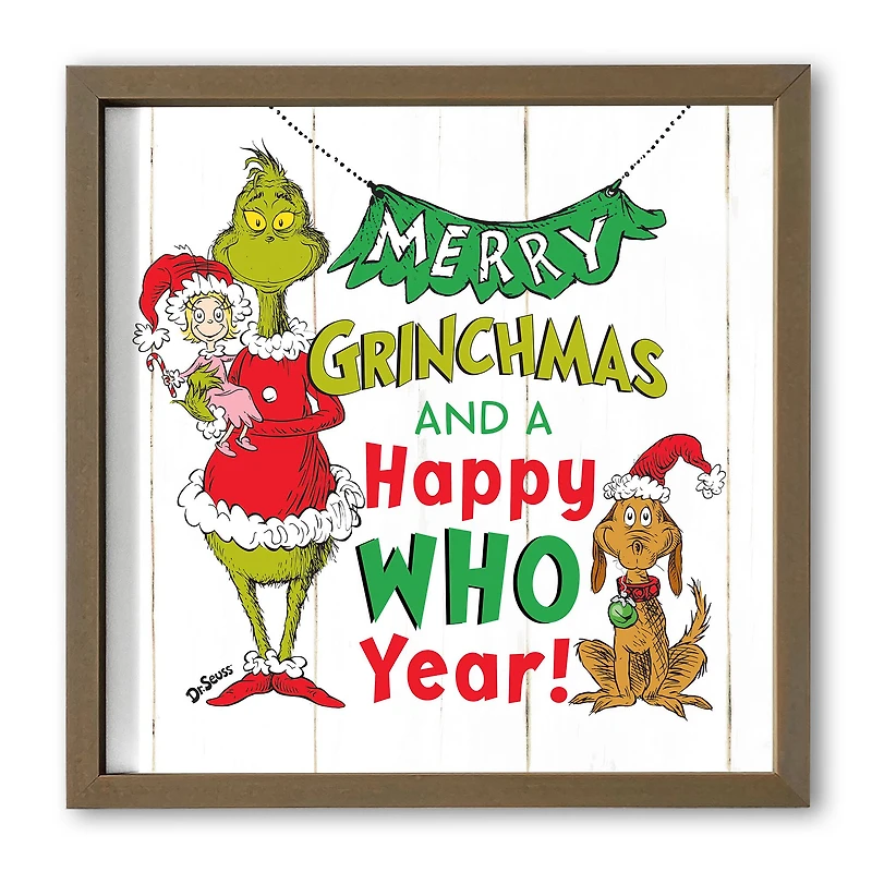 16" The Grinch Happy Who Year Framed Print
