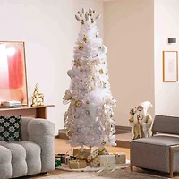 Glitzhome® Elegant Silver & Gold Shatterproof Ornaments, Pinecone Picks & Ribbon Bow Set