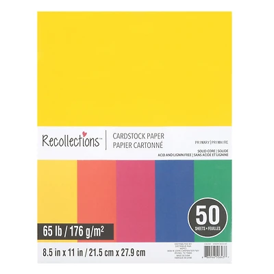 12 Packs: 50 ct. (600 total) Primary 8.5" x 11" Cardstock Paper by Recollections™