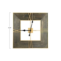 Hello Honey® 2.5ft. Gold Trimmed Wooden Square Wall Clock