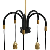 Hello Honey® Robert Stevenson Lighting Harper 19" Black and Brass 5-Light Exposed Bulb 2-Tone Metal Chandelier