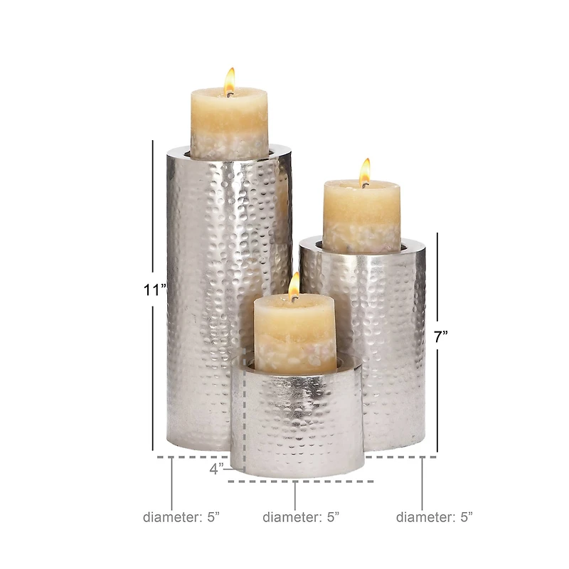 CosmoLiving by Cosmopolitan Silver Metal Industrial Candle Holder Set
