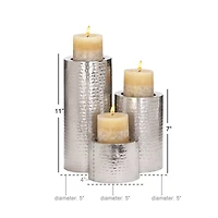CosmoLiving by Cosmopolitan Silver Metal Industrial Candle Holder Set