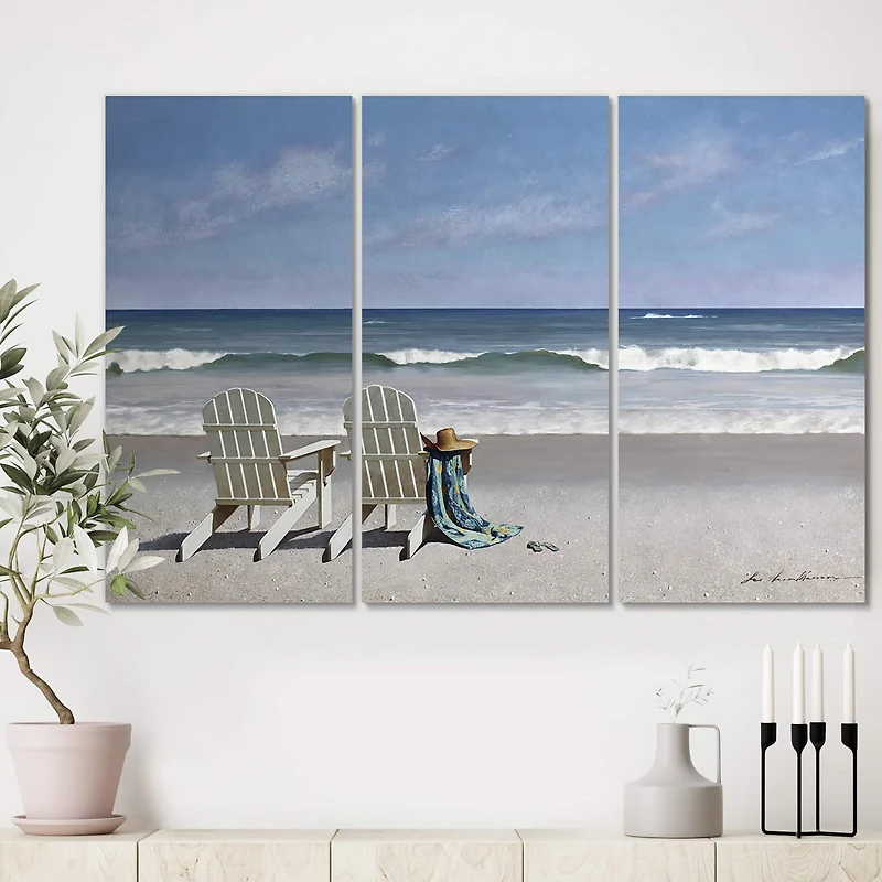 Designart - Tide Watching - Beach Canvas Art Print