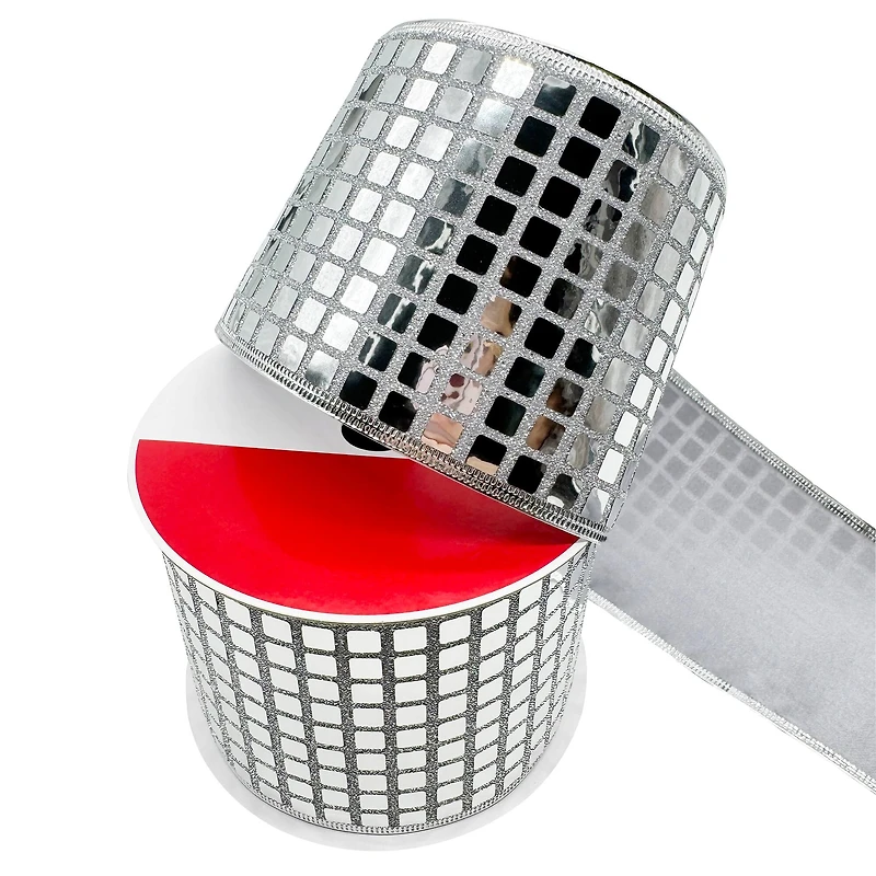 3.5" x 15ft. Silver Disco Wired Ribbon by Celebrate It®