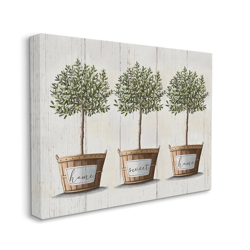 Stupell Industries Young Fruit Trees Charming Baskets Home Sweet Home Canvas Wall Art