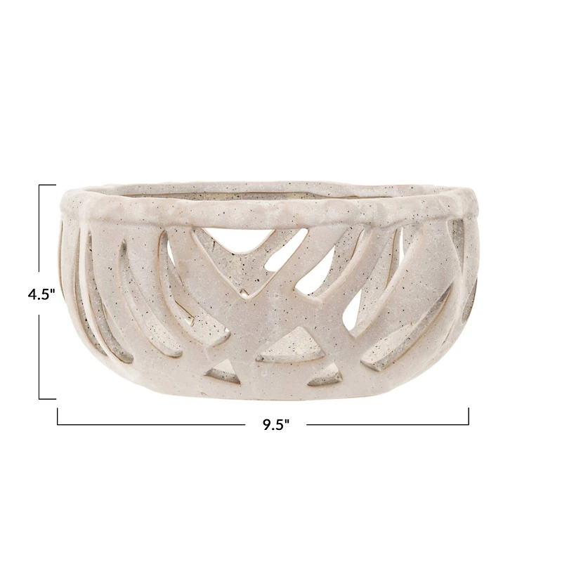 Hello Honey® 9.5" Cream Speckled Reactive Glaze Stoneware Bread Basket