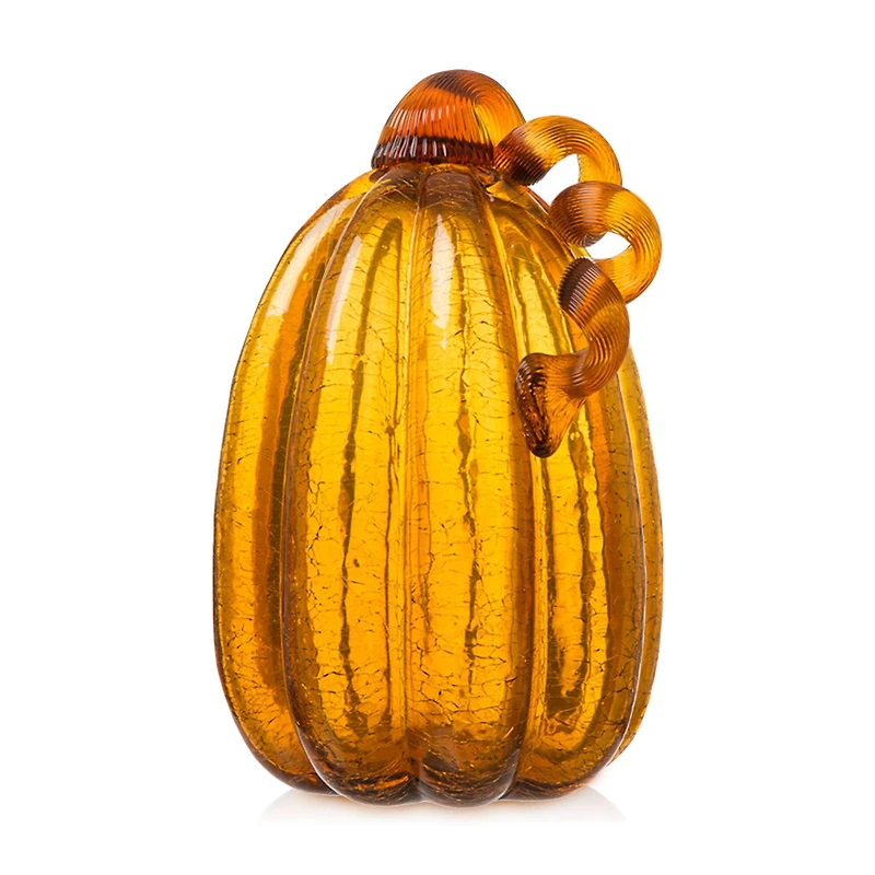 Glitzhome® Tall Crackle Glass Pumpkin, Amber