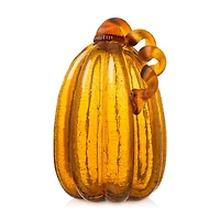 Glitzhome® Tall Crackle Glass Pumpkin, Amber