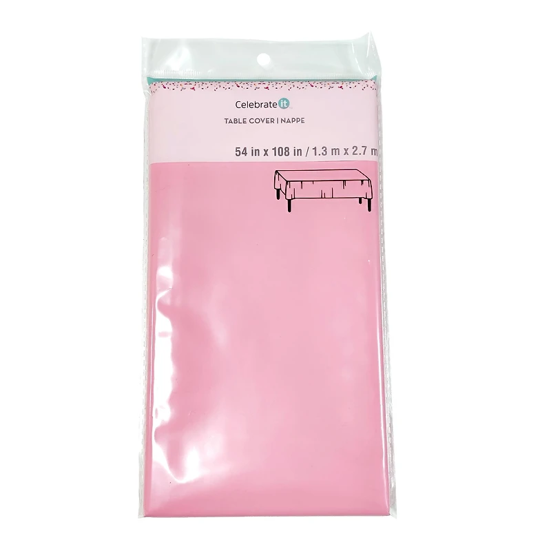 30 Pack: 54" x 108" Baby Pink Plastic Table Cover by Celebrate It™