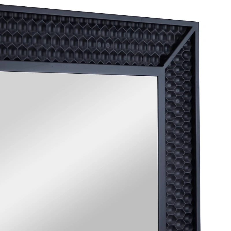 Set of 2" Black Wood Contemporary Console Table with Mirror, 31" x 31" x 16"