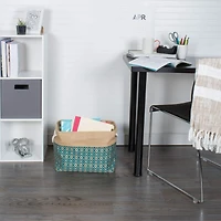 DII® 15" Teal Ikat Rectangle Burlap Bin