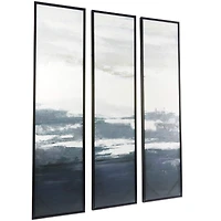 The Novogratz Dark Blue Canvas Landscape Framed Wall Art with Black Frame Set of 3 18", 71"