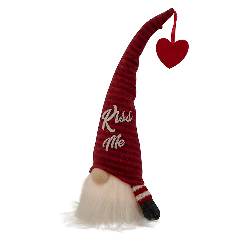 14" Lighted Red Striped 'Kiss Me' Valentine's Day Gnome