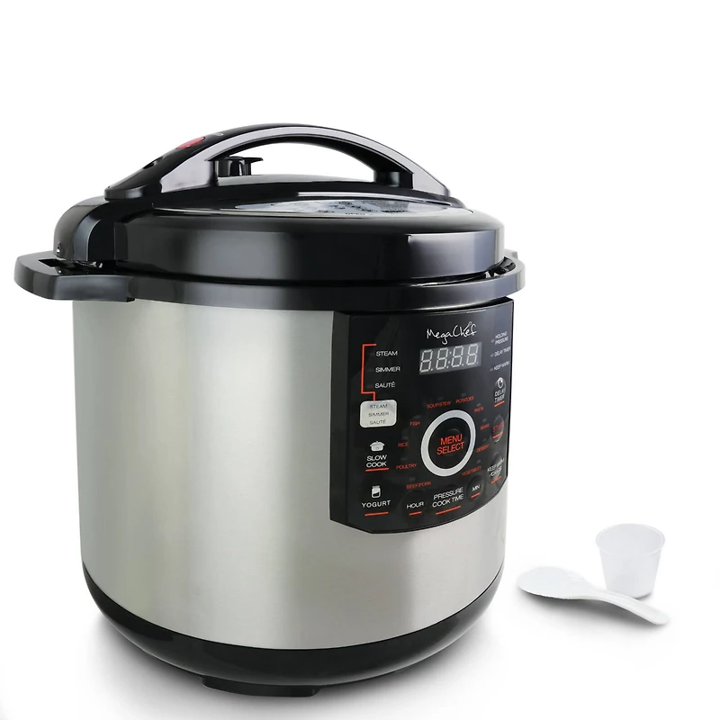 Megachef 12qt. Steel Digital Pressure Cooker With 15 Presets & Glass Lid