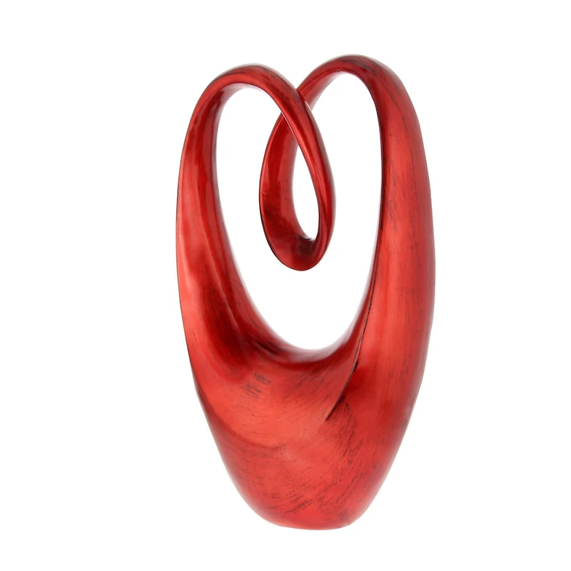 20" Red Polystone Contemporary Swirl Sculpture