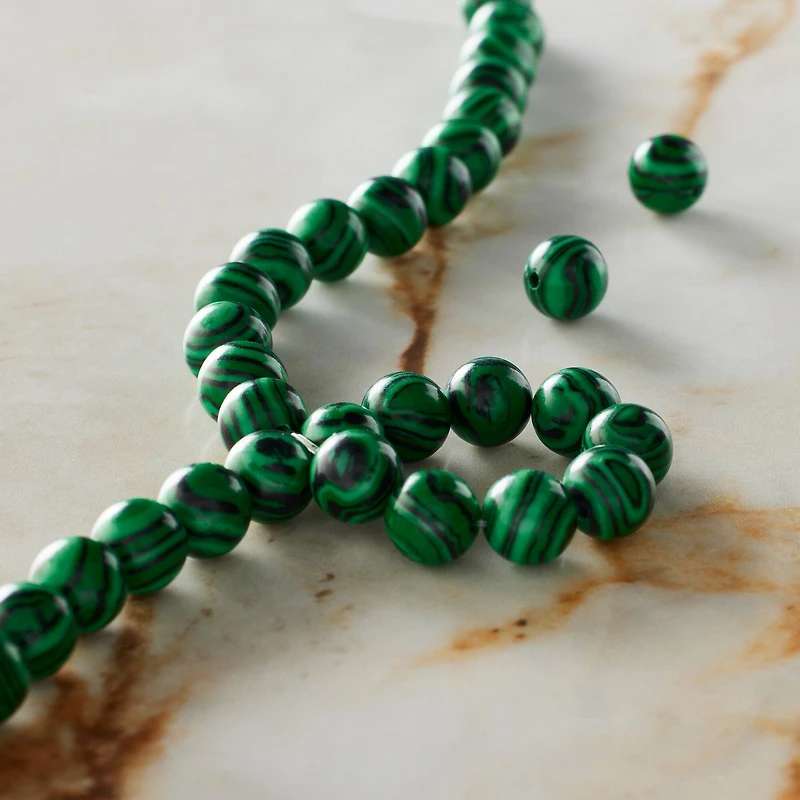 Green Reconstituted Dyed Stone Round Beads by Bead Landing