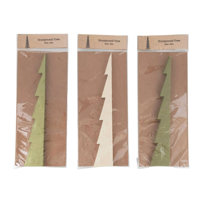 Hello Honey® 12" Green & Cream Paper Honeycomb Tree Set